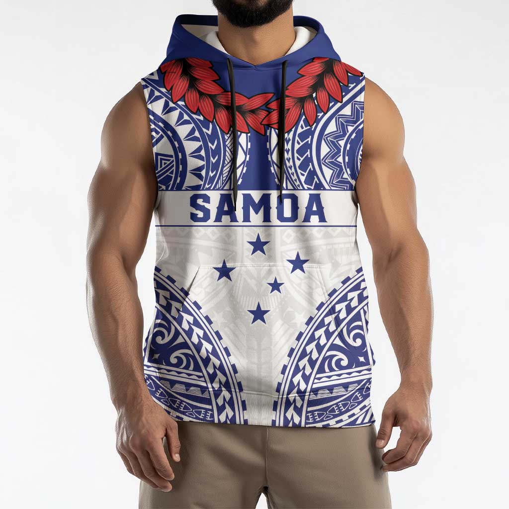 Personalised Toa Samoa Rugby Spirit Sleeveless Hoodie White Samoan Tribal Pattern LT9 - Polynesian Pride