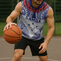 Personalised Toa Samoa Rugby Spirit Sleeveless Hoodie White Samoan Tribal Pattern LT9 - Polynesian Pride