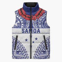 Personalised Toa Samoa Rugby Spirit Sleeveless Puffer Jacket White Samoan Tribal Pattern - Polynesian Pride