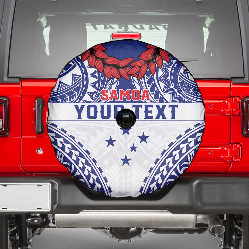 Personalised Toa Samoa Rugby Spirit Spare Tire Cover White Samoan Tribal Pattern - Polynesian Pride