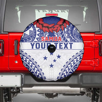 Personalised Toa Samoa Rugby Spirit Spare Tire Cover White Samoan Tribal Pattern - Polynesian Pride