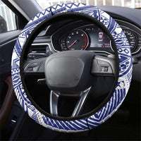 Toa Samoa Rugby Spirit Steering Wheel Cover White Samoan Tribal Pattern - Polynesian Pride