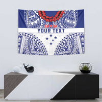 Personalised Toa Samoa Rugby Spirit Tapestry White Samoan Tribal Pattern - Polynesian Pride