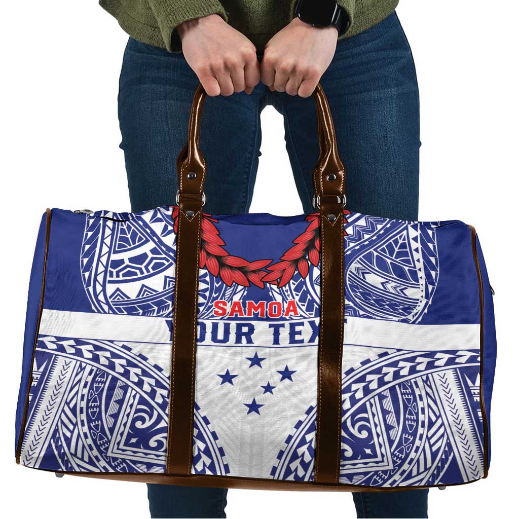 Personalised Toa Samoa Rugby Spirit Travel Bag White Samoan Tribal Pattern - Polynesian Pride