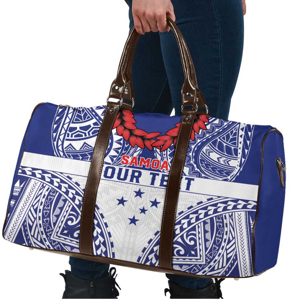 Personalised Toa Samoa Rugby Spirit Travel Bag White Samoan Tribal Pattern - Polynesian Pride