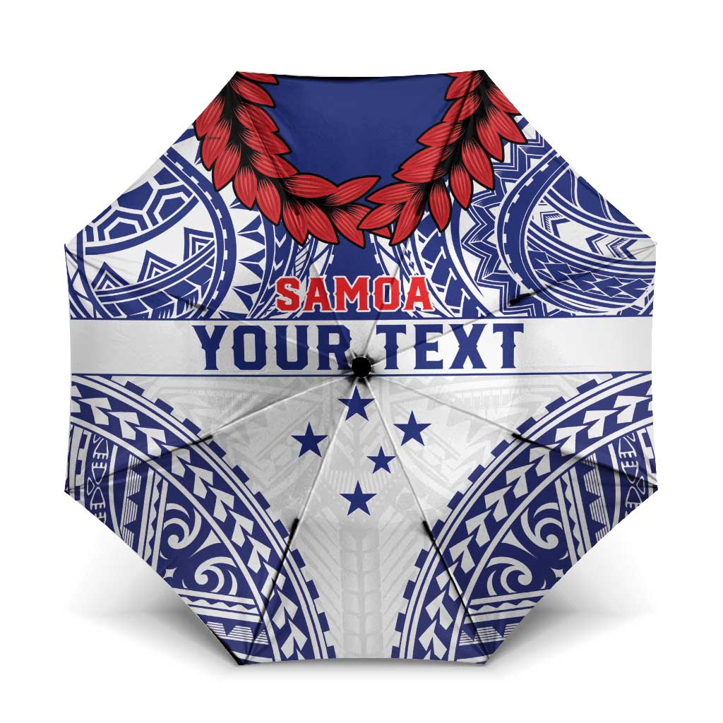 Personalised Toa Samoa Rugby Spirit Umbrella White Samoan Tribal Pattern - Polynesian Pride