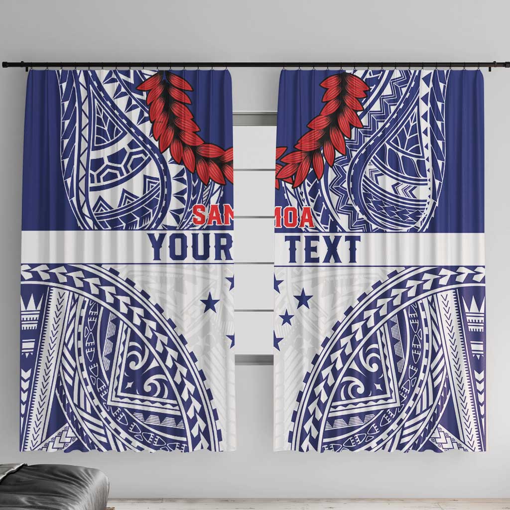 Personalised Toa Samoa Rugby Spirit Window Curtain White Samoan Tribal Pattern - Polynesian Pride