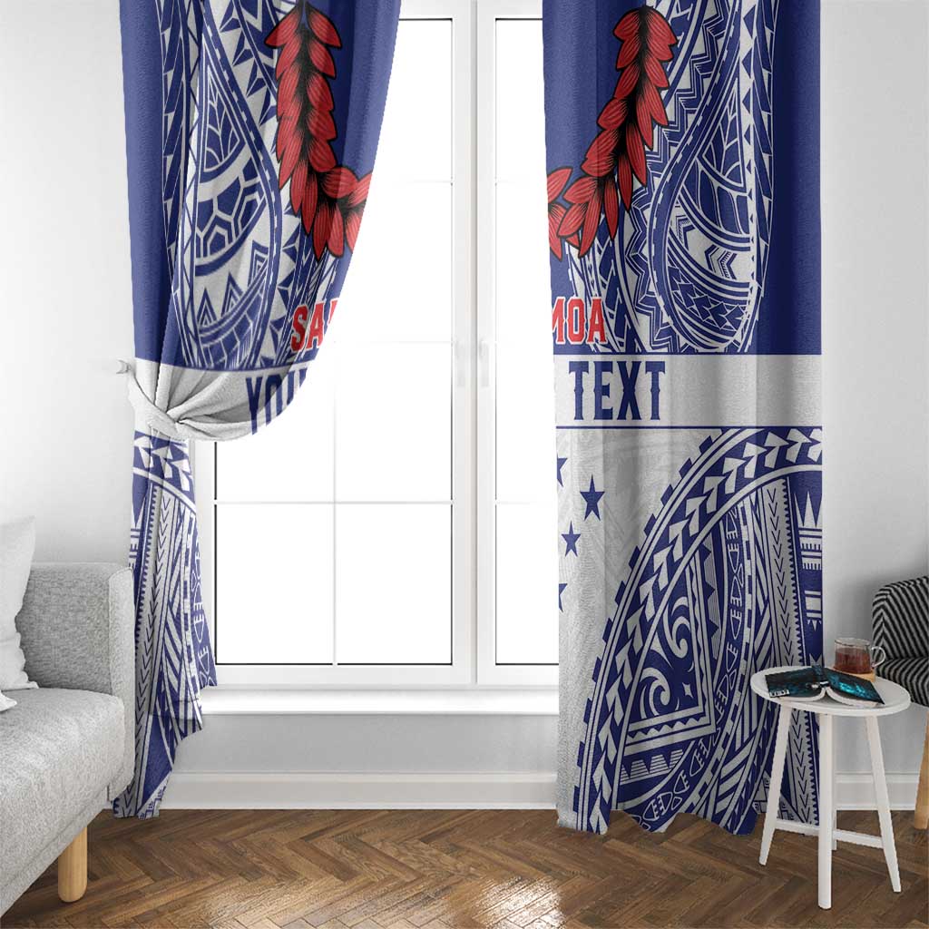 Personalised Toa Samoa Rugby Spirit Window Curtain White Samoan Tribal Pattern - Polynesian Pride