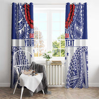 Personalised Toa Samoa Rugby Spirit Window Curtain White Samoan Tribal Pattern - Polynesian Pride