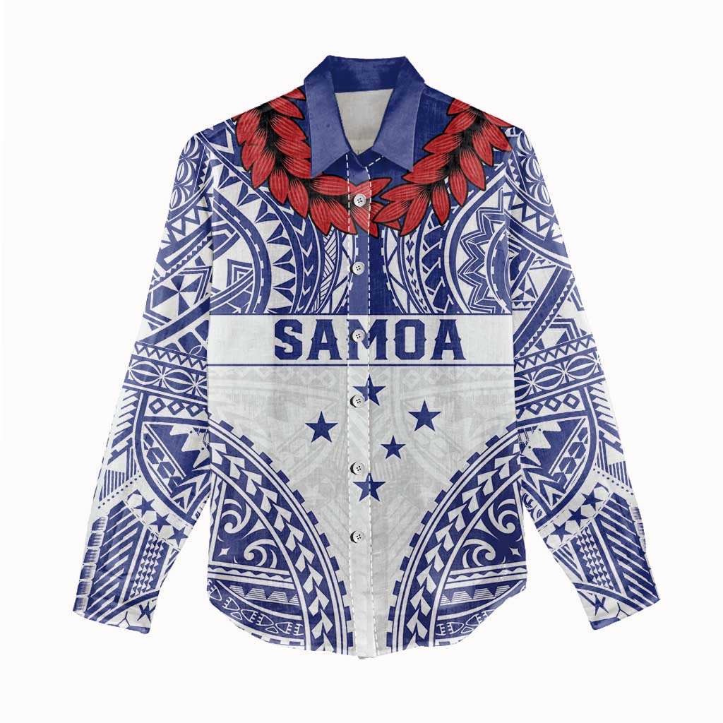 Personalised Toa Samoa Rugby Spirit Women Casual Shirt White Samoan Tribal Pattern - Polynesian Pride