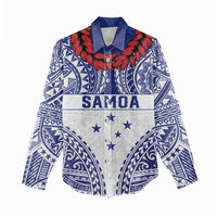 Personalised Toa Samoa Rugby Spirit Women Casual Shirt White Samoan Tribal Pattern - Polynesian Pride