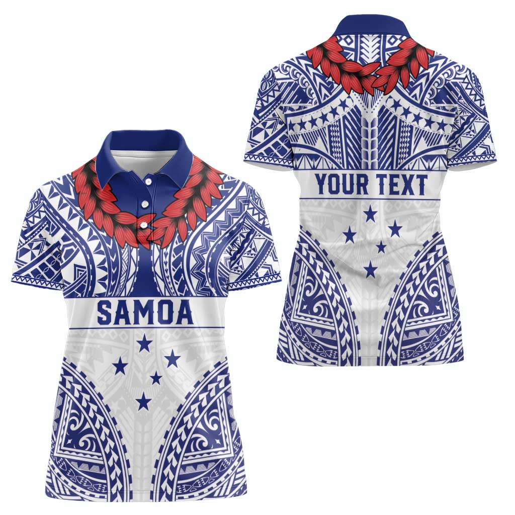 Personalised Toa Samoa Rugby Spirit Women Polo Shirt White Samoan Tribal Pattern - Polynesian Pride