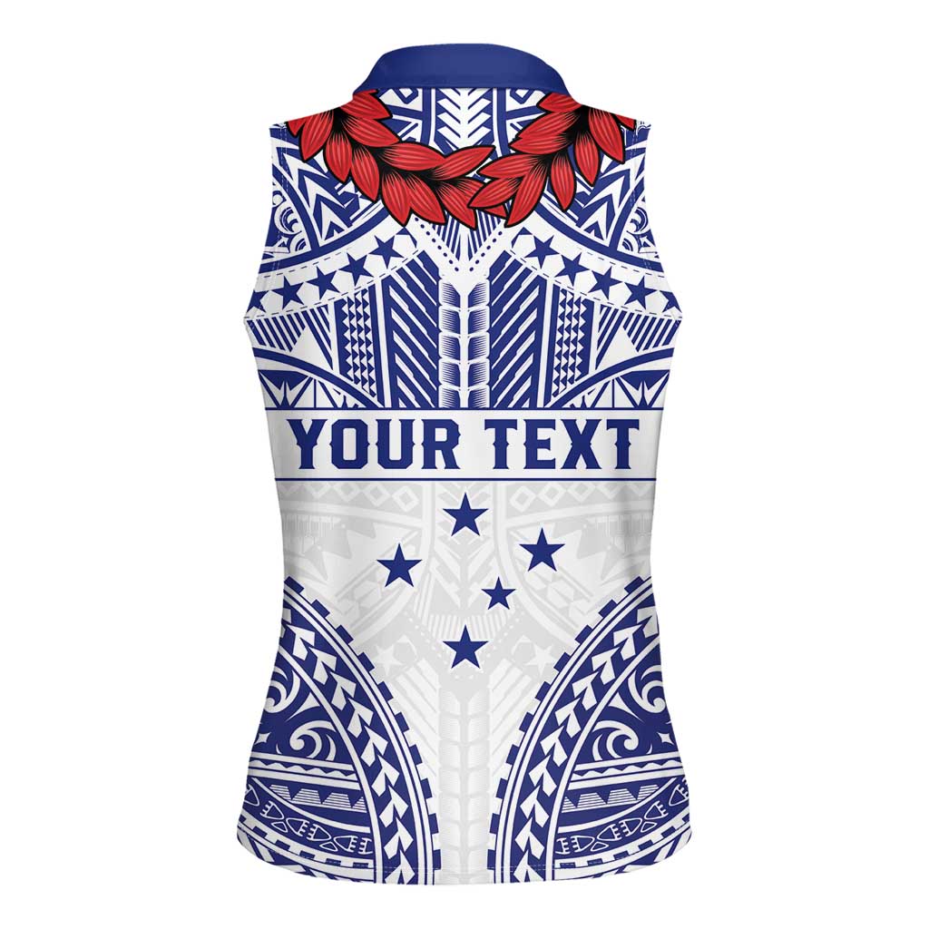 Personalised Toa Samoa Rugby Spirit Women Sleeveless Polo Shirt White Samoan Tribal Pattern - Polynesian Pride