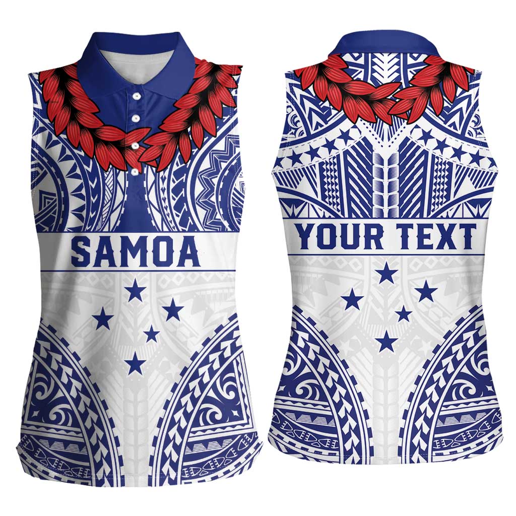 Personalised Toa Samoa Rugby Spirit Women Sleeveless Polo Shirt White Samoan Tribal Pattern - Polynesian Pride