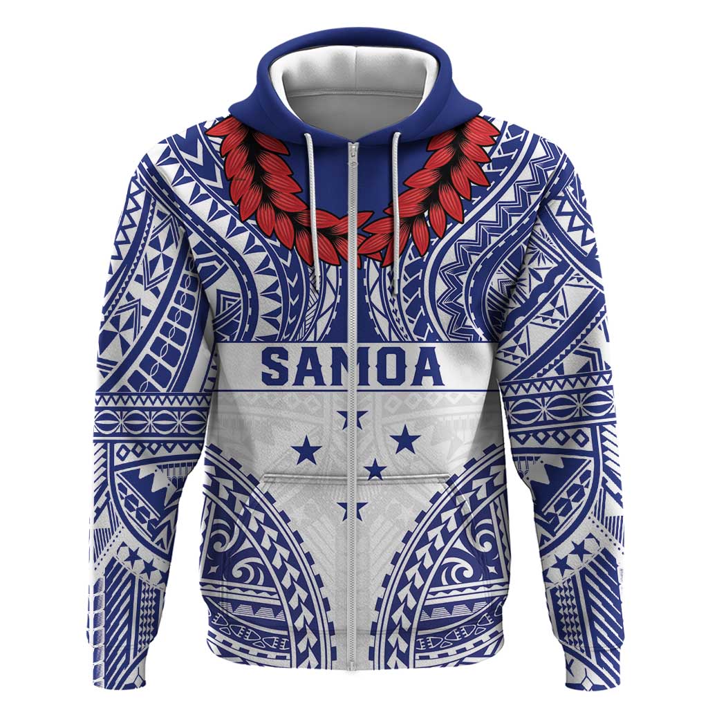 Personalised Toa Samoa Rugby Spirit Zip Hoodie White Samoan Tribal Pattern LT9 Zip Hoodie White - Polynesian Pride