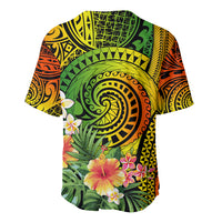 Polynesia Baseball Jersey Pasifika Tribal with Tropical Flowers LT9 - Polynesian Pride