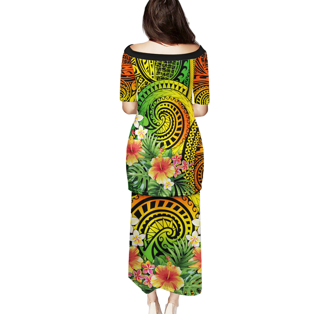 Polynesia Family Matching Puletasi Dress and Hawaiian Shirt Pasifika Tribal with Tropical Flowers LT9 - Polynesian Pride