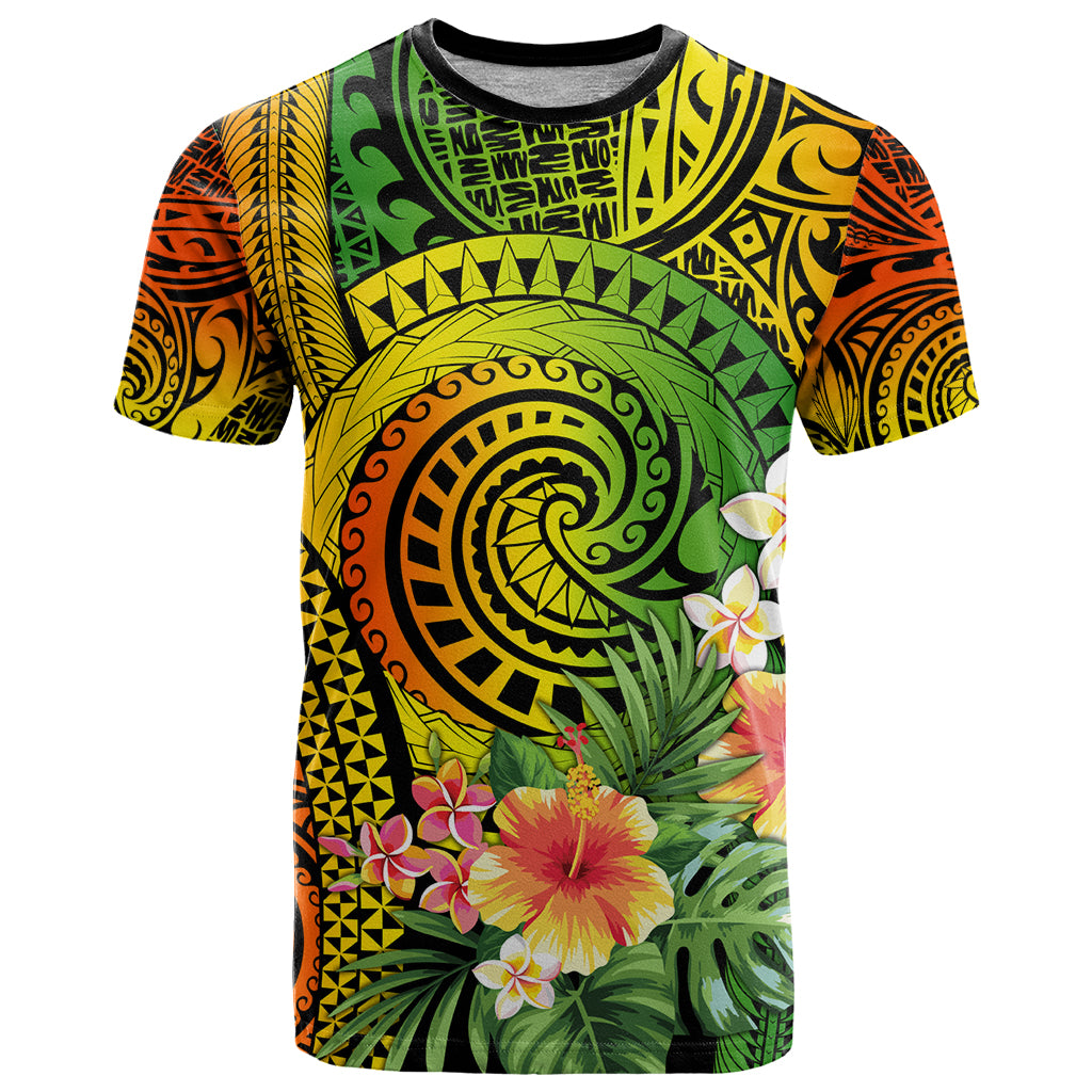 Polynesia T Shirt Pasifika Tribal with Tropical Flowers LT9 Reggae - Polynesian Pride
