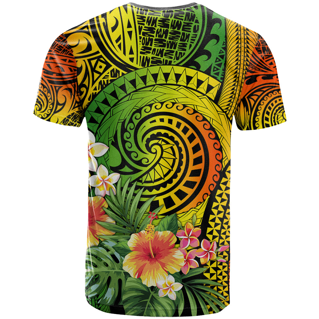 Polynesia T Shirt Pasifika Tribal with Tropical Flowers LT9 - Polynesian Pride