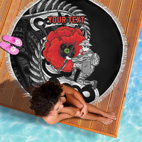 ANZAC Day Aotearoa Silver Fern Maori Personalised Beach Blanket