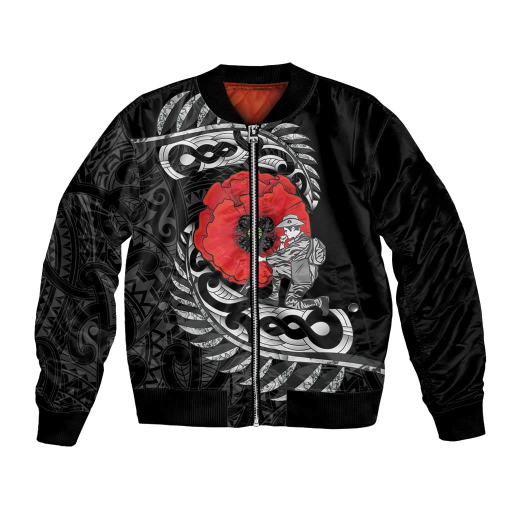 ANZAC Day Aotearoa Silver Fern Maori Personalised Bomber Jacket