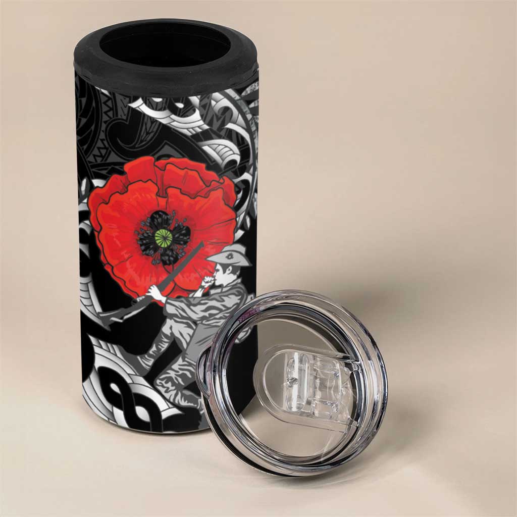 ANZAC Day Aotearoa Silver Fern Maori Personalised 4 in 1 Can Cooler Tumbler
