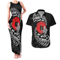 ANZAC Day Aotearoa Silver Fern Maori Personalised Couples Matching Tank Maxi Dress and Hawaiian Shirt
