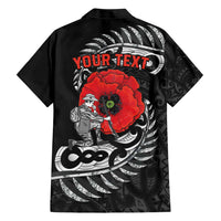 ANZAC Day Aotearoa Silver Fern Maori Personalised Family Matching Short Sleeve Bodycon Dress and Hawaiian Shirt