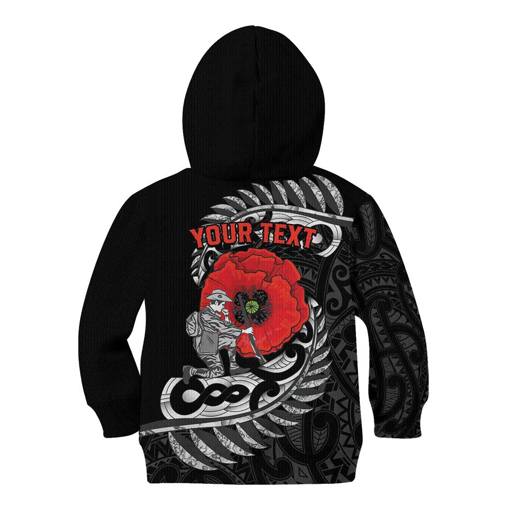 ANZAC Day Aotearoa Silver Fern Maori Personalised Kid Hoodie LT9 - Polynesian Pride