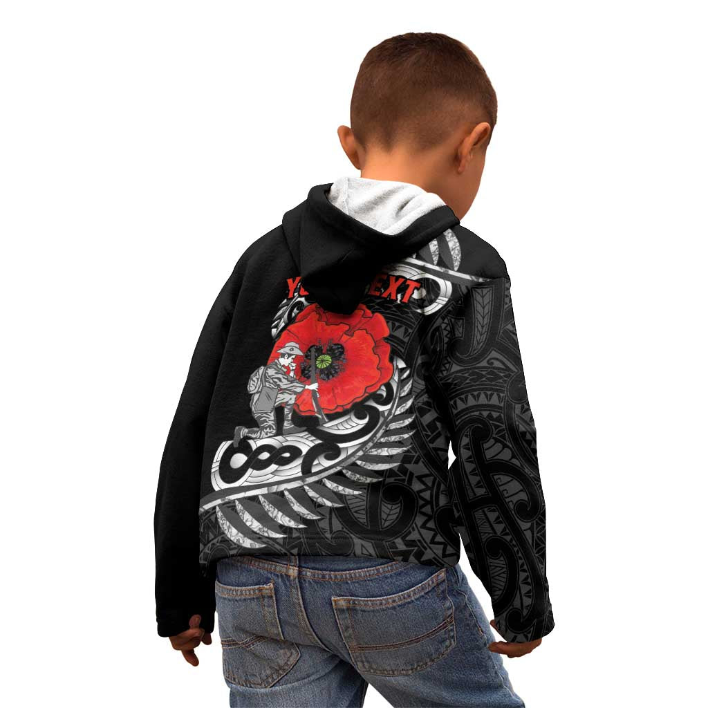 ANZAC Day Aotearoa Silver Fern Maori Personalised Kid Hoodie LT9 - Polynesian Pride