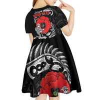 ANZAC Day Aotearoa Silver Fern Maori Personalised Kid Short Sleeve Dress