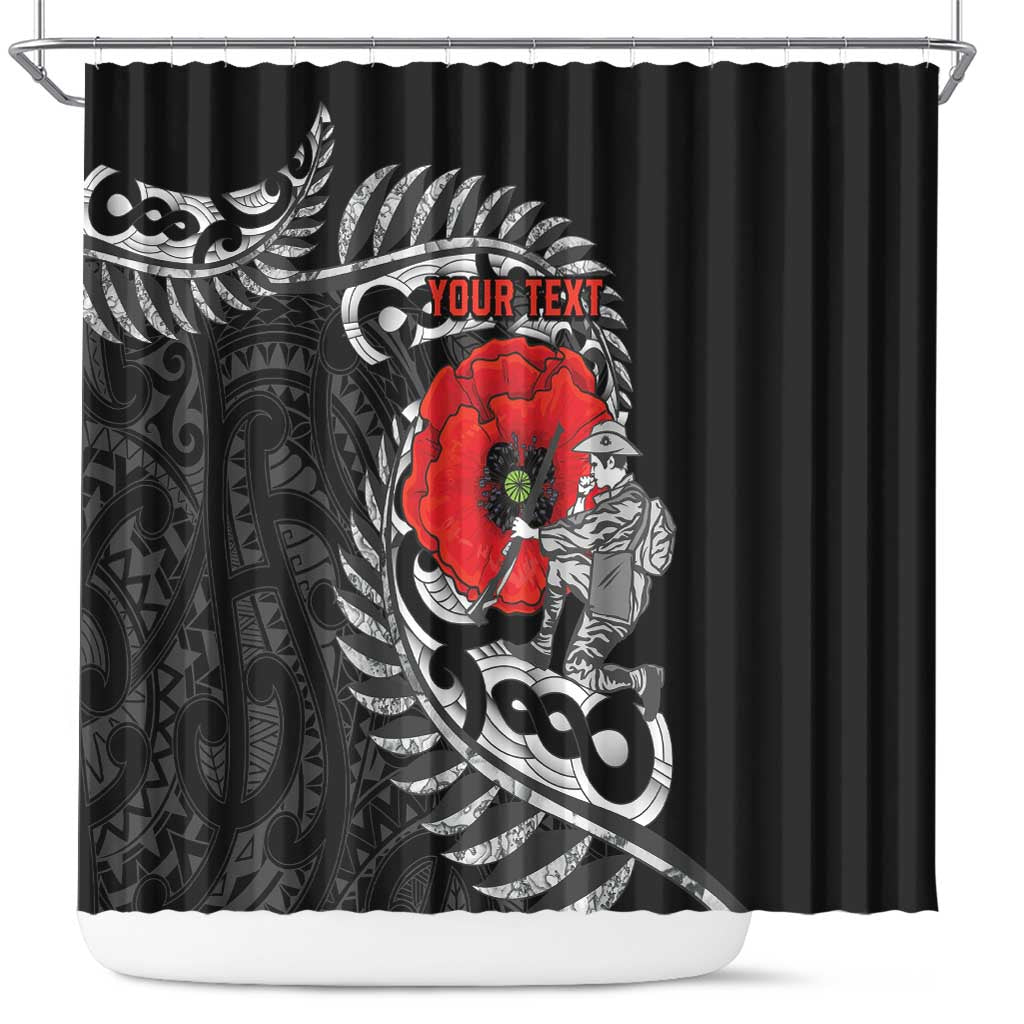 ANZAC Day Aotearoa Silver Fern Maori Personalised Shower Curtain