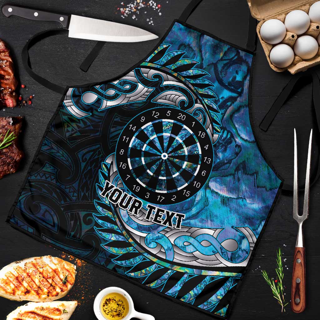 New Zealand Darts Personalised Apron Aotearoa Silver Fern Blue Papua Shell Spirit LT9 Blue - Polynesian Pride