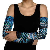 New Zealand Darts Personalised Arm Sleeves Aotearoa Silver Fern Blue Papua Shell Spirit - Polynesian Pride
