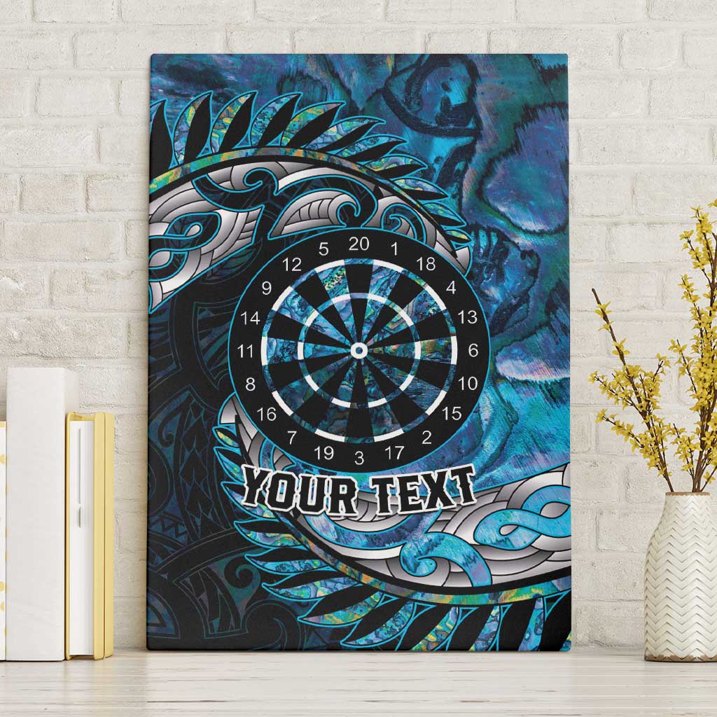 New Zealand Darts Personalised Canvas Wall Art Aotearoa Silver Fern Blue Papua Shell Spirit