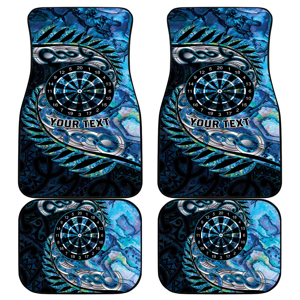 New Zealand Darts Personalised Car Mats Aotearoa Silver Fern Blue Papua Shell Spirit