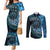 New Zealand Darts Personalised Couples Matching Mermaid Dress and Long Sleeve Button Shirt Aotearoa Silver Fern Blue Papua Shell Spirit