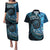 New Zealand Darts Personalised Couples Matching Puletasi and Hawaiian Shirt Aotearoa Silver Fern Blue Papua Shell Spirit