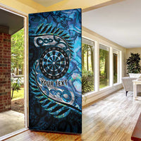 New Zealand Darts Personalised Door Cover Aotearoa Silver Fern Blue Papua Shell Spirit - Polynesian Pride
