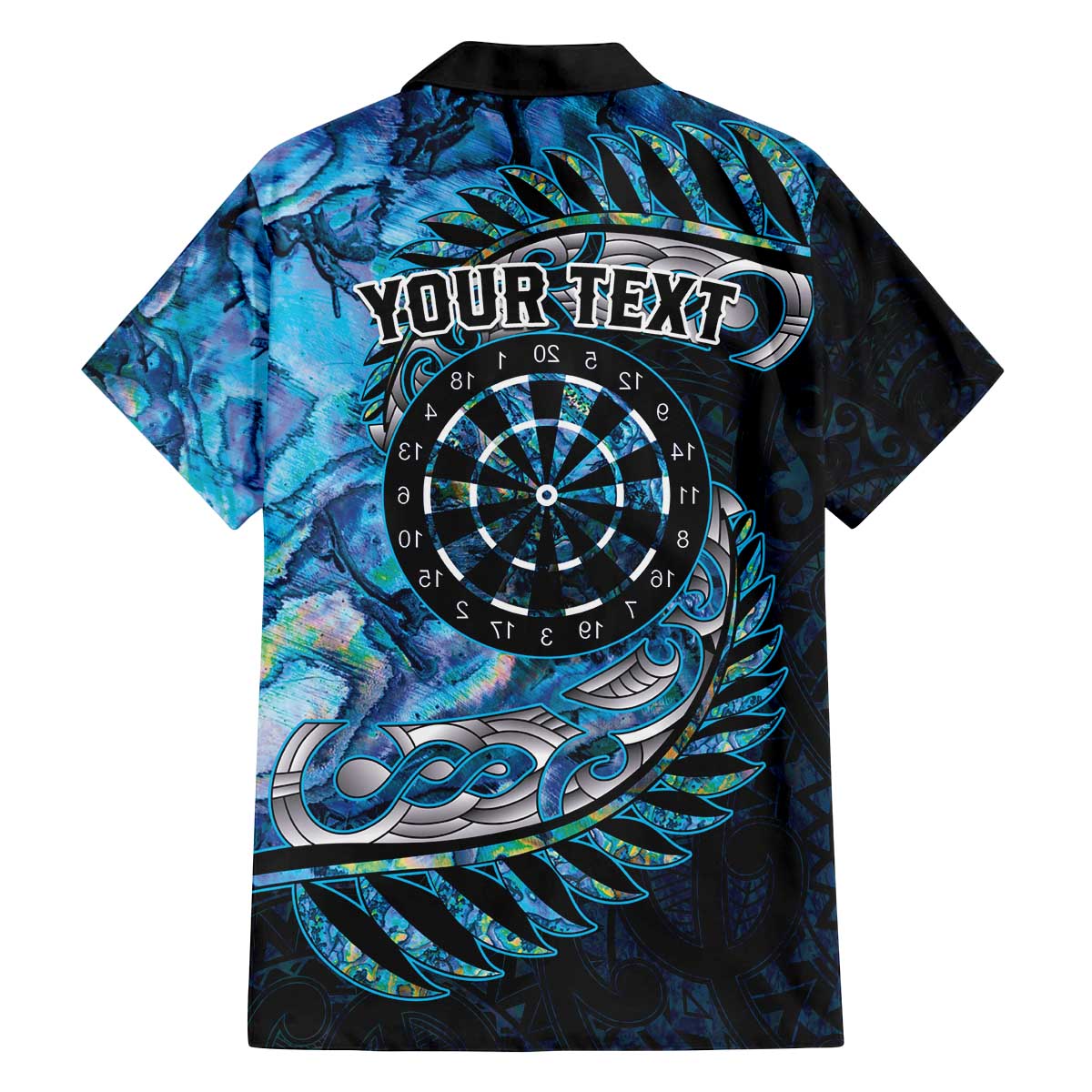 New Zealand Darts Personalised Family Matching Off The Shoulder Long Sleeve Dress and Hawaiian Shirt Aotearoa Silver Fern Blue Papua Shell Spirit