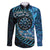 New Zealand Darts Personalised Family Matching Off The Shoulder Long Sleeve Dress and Hawaiian Shirt Aotearoa Silver Fern Blue Papua Shell Spirit
