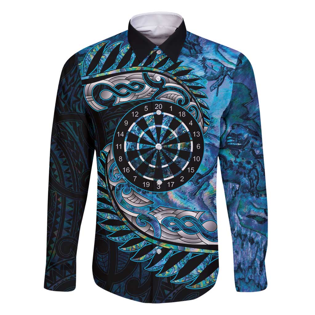 New Zealand Darts Personalised Family Matching Off Shoulder Maxi Dress and Hawaiian Shirt Aotearoa Silver Fern Blue Papua Shell Spirit