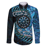 New Zealand Darts Personalised Family Matching Puletasi and Hawaiian Shirt Aotearoa Silver Fern Blue Papua Shell Spirit