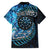 New Zealand Darts Personalised Family Matching Short Sleeve Bodycon Dress and Hawaiian Shirt Aotearoa Silver Fern Blue Papua Shell Spirit