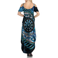 New Zealand Darts Personalised Family Matching Summer Maxi Dress and Hawaiian Shirt Aotearoa Silver Fern Blue Papua Shell Spirit