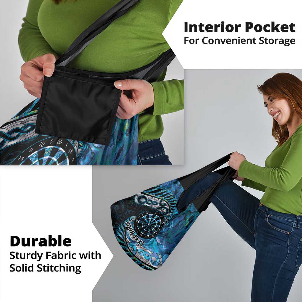 New Zealand Darts Personalised Grocery Bag Aotearoa Silver Fern Blue Papua Shell Spirit