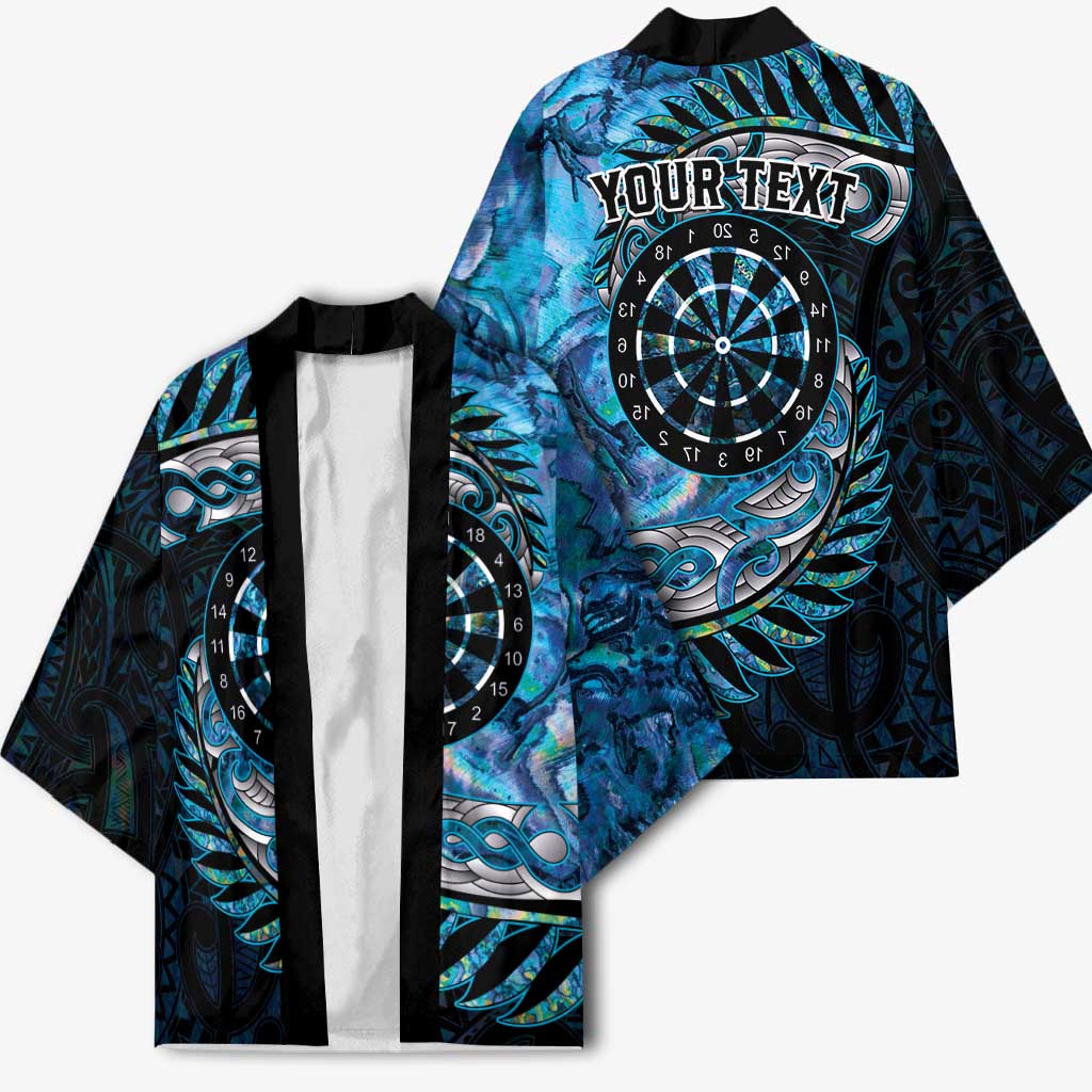 New Zealand Darts Personalised Kimono Aotearoa Silver Fern Blue Papua Shell Spirit - Polynesian Pride