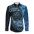 New Zealand Darts Personalised Long Sleeve Button Shirt Aotearoa Silver Fern Blue Papua Shell Spirit
