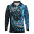 New Zealand Darts Personalised Long Sleeve Polo Shirt Aotearoa Silver Fern Blue Papua Shell Spirit