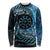 New Zealand Darts Personalised Long Sleeve Shirt Aotearoa Silver Fern Blue Papua Shell Spirit